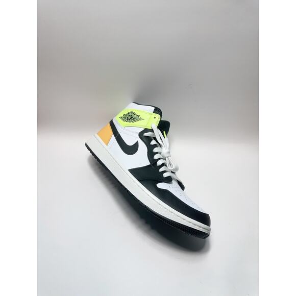 Men’s Size 10 Nike Air Jordan 1 High Golf Shoe White Black Volt Gold DQ0660-105 - Picture 2 of 5